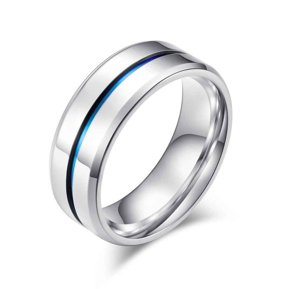 Simple Groove Titanium Steel Stainless Ornament Rings