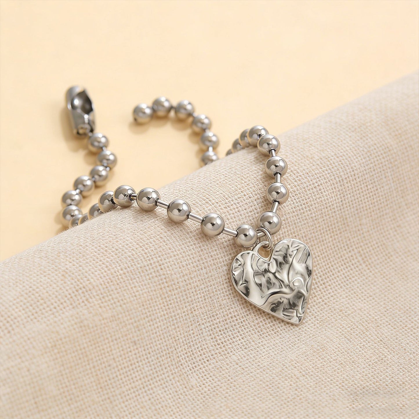 Irregular Heart Stainless Steel Round Beads Hot Pendant