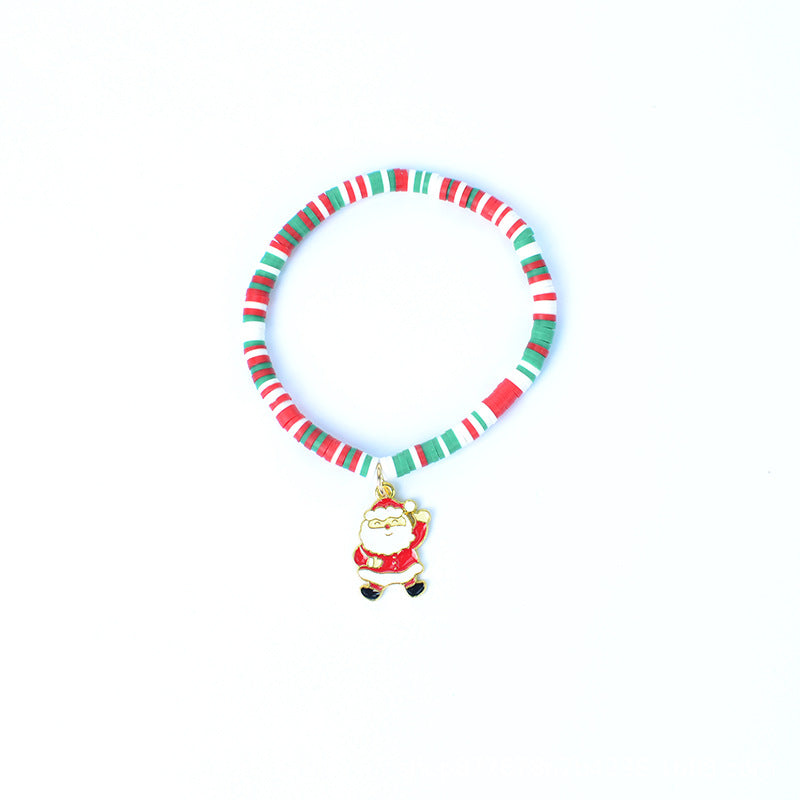 Christmas Gift Elastic String Colorful Polymer Clay Handmade Bracelets