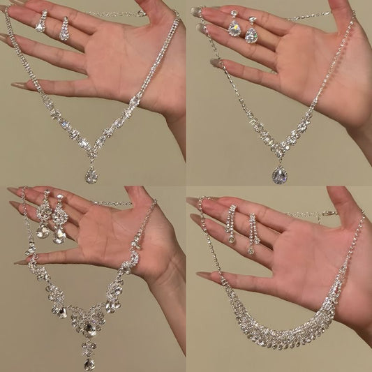 Women's Style Geometric Water Drop Fashion Short Light Jewelry Set