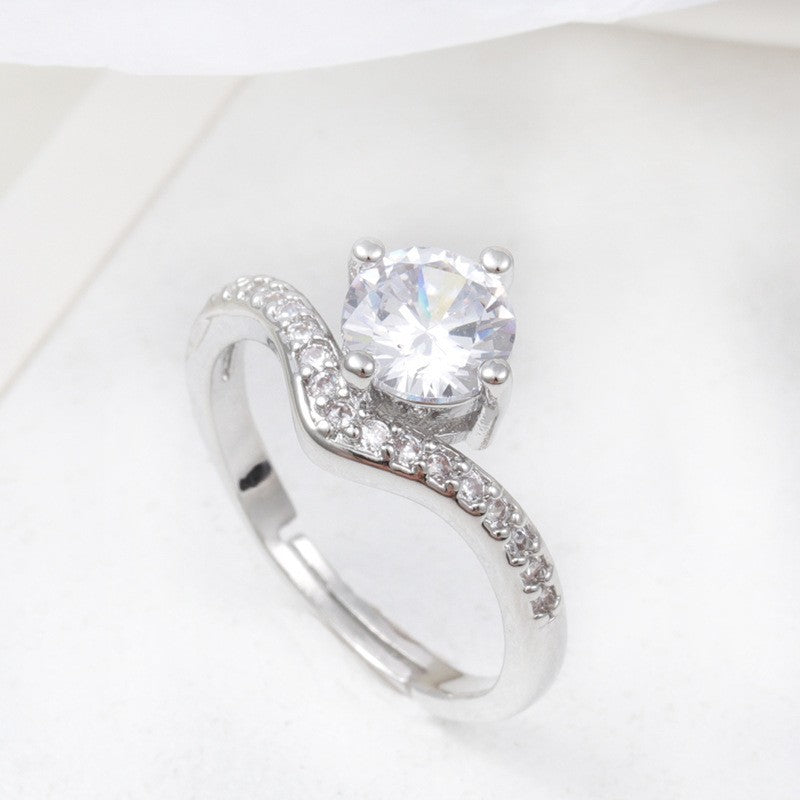 Micro Inlaid Zircon Pearl White Female Rings