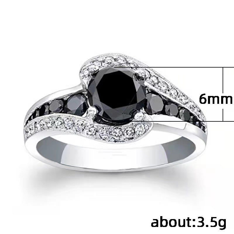 Round Copper Inlaid Zircon Simple Personalized Minority Entry Rings