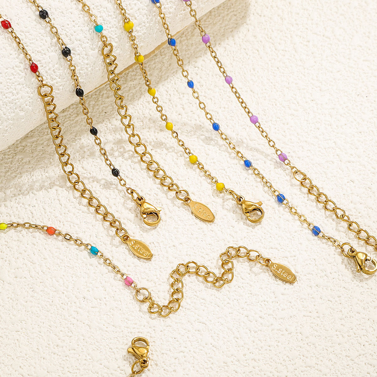 Niche Design Stainless Steel Enamel Cross Chain Bracelets