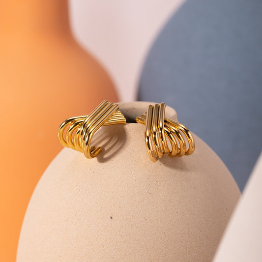 Wind Graceful Fashionable Gold Stainless Steel Earrings