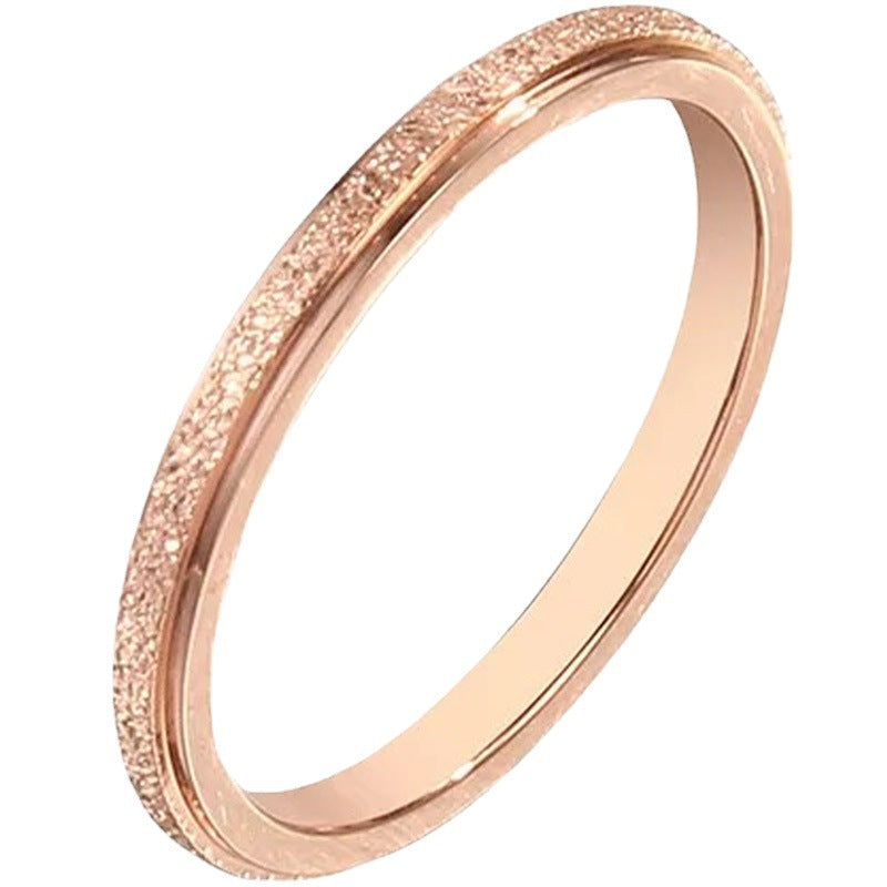 Frosted Female Couple Rose Gold Pressed Sand Little Rings