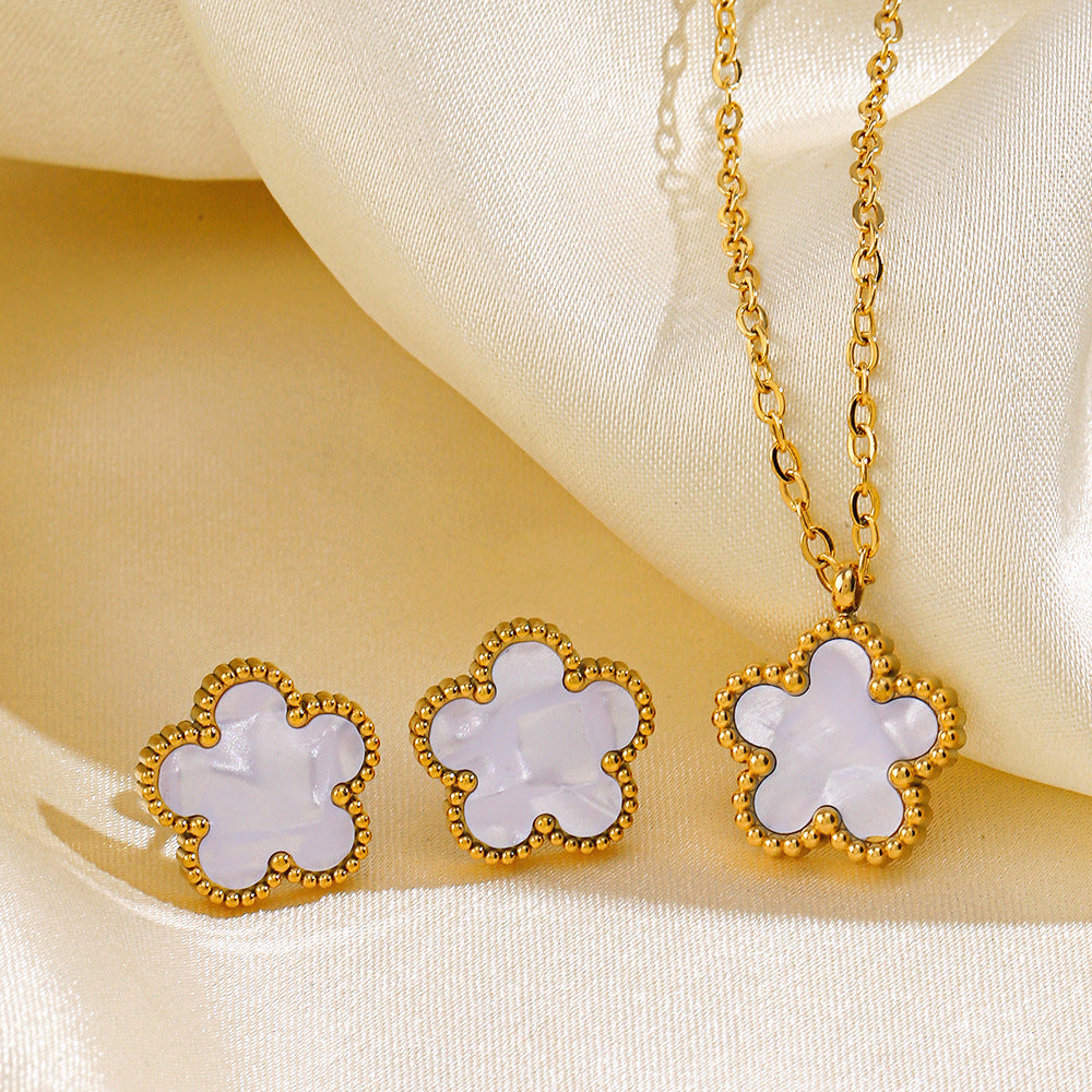 Steel Flower Ear Simple Popular Color Jewelry Set