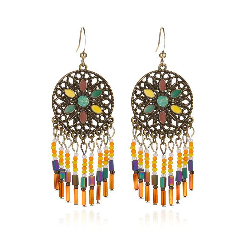 Tribe Ethnic Style Long Fringe Holiday Trip Earrings