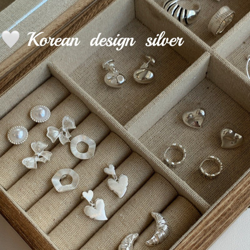 High-grade Sterling Sier Bow Love Heart Rings