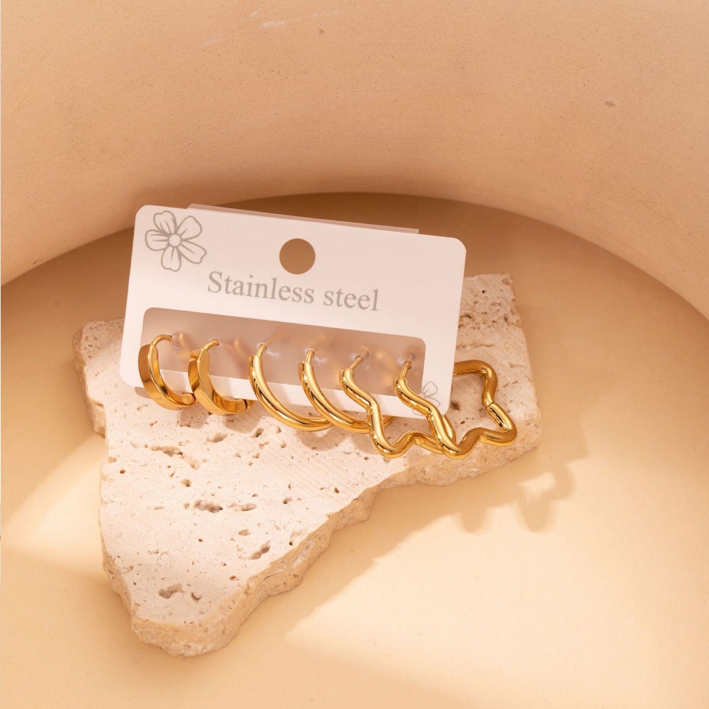Rhinestone Niche Temperament Stainless Steel Gold Earrings