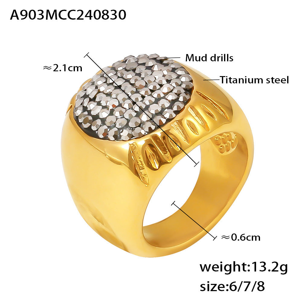 Women's & Men's Italian Palace Style Oval Rhinestone Starry Rings