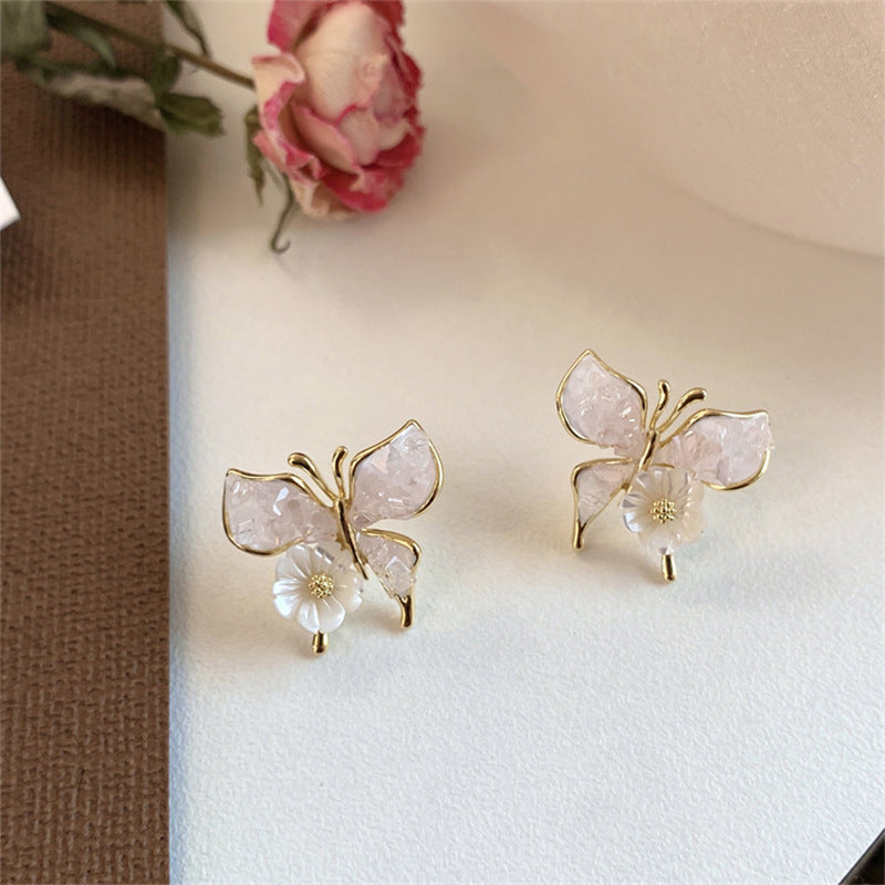 Women's Crystal Butterfly Flower For Entry Lux Elegant Advanced Earrings