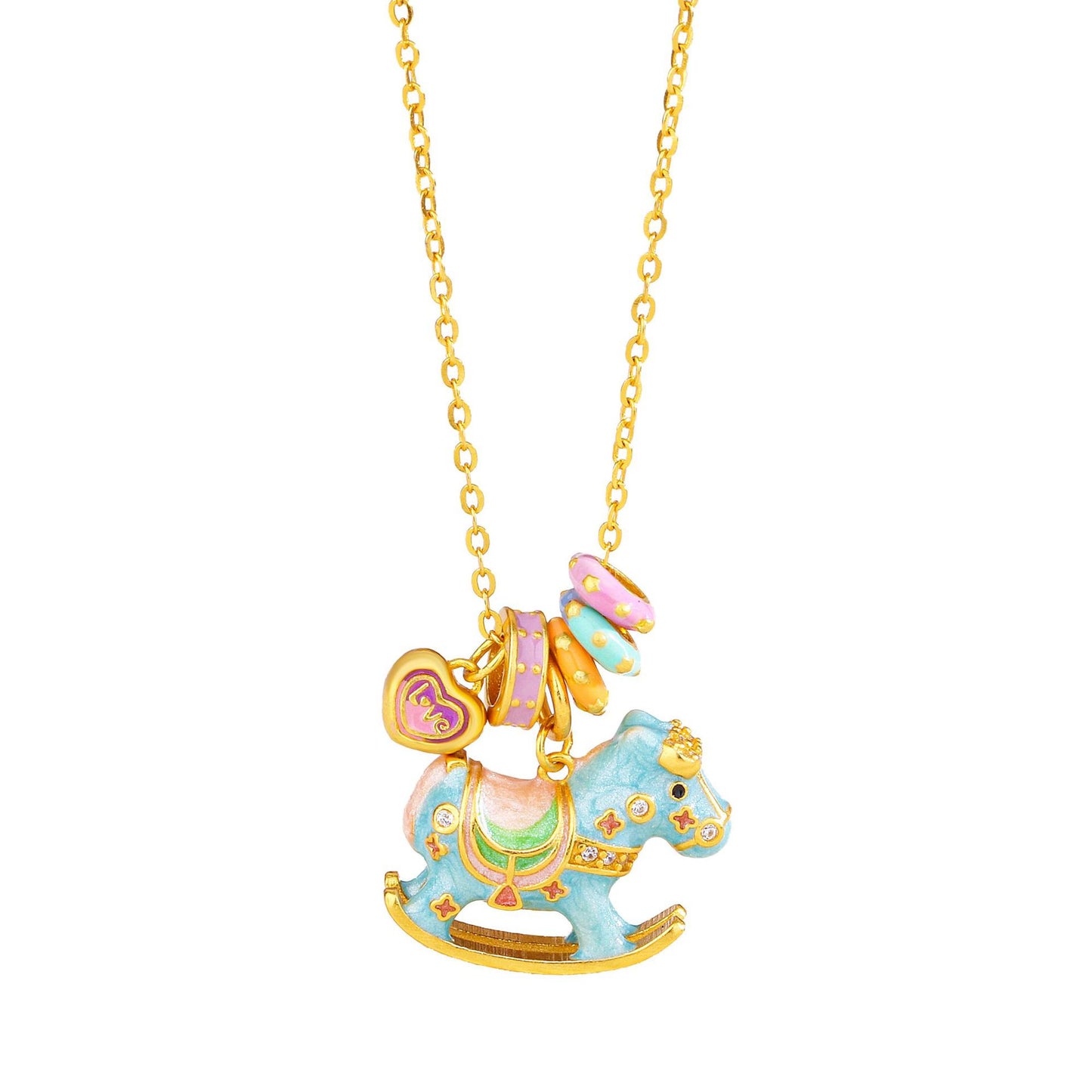 Enamel Macaron Color Shake Happy Trojan Female Necklaces