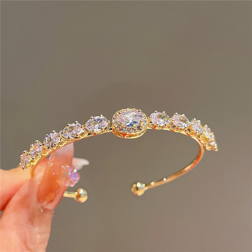 Summer Pink White Elegant Circle Zircon Niche Fresh Bracelet