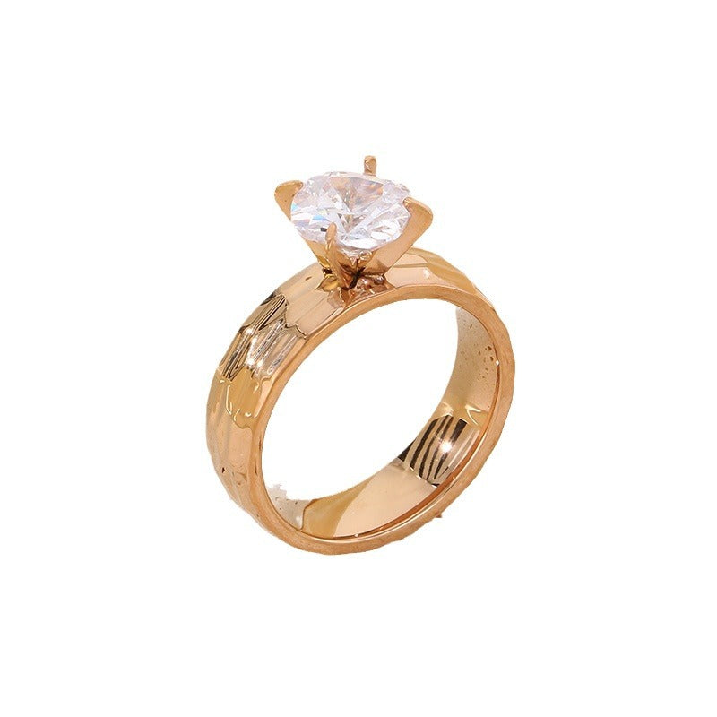 Steel Female Zircon Gold Valentine's Day Rings