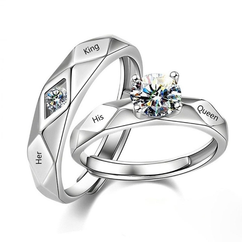 Women's & Men's Couple For Opening Artificial Diamond Ornament Rings