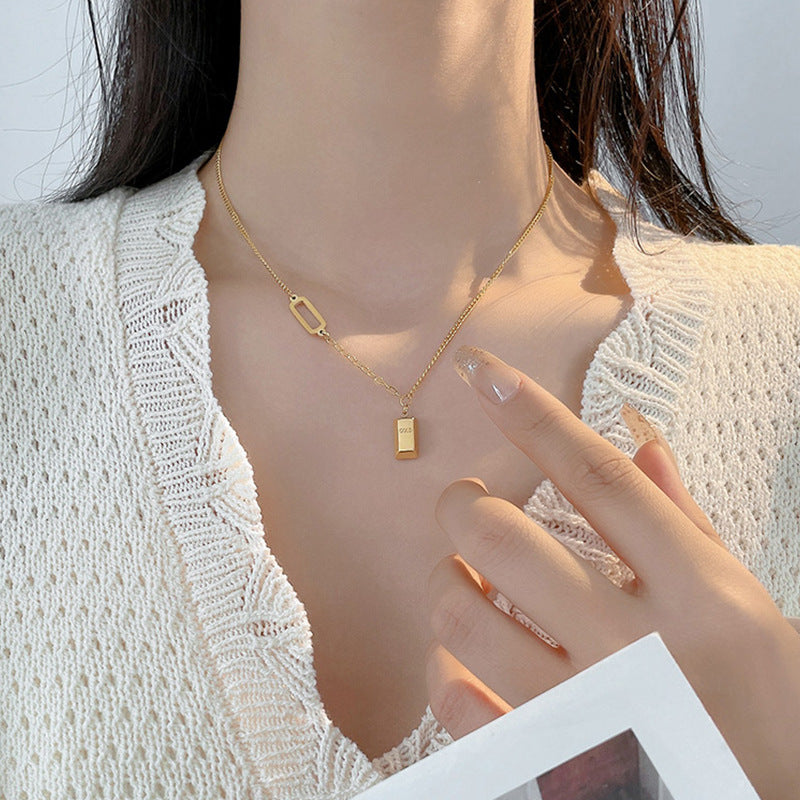 No Fading Rich Gold Brick High-grade Design Necklaces