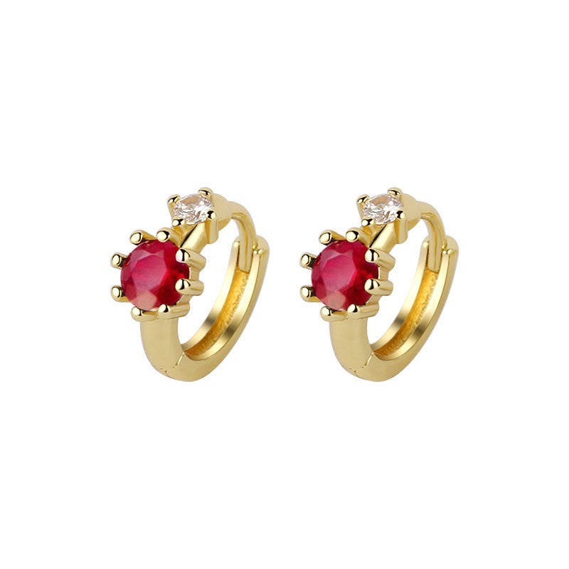 Women's Red Blue Zircon Crystal Ear Clips Fashion Earrings