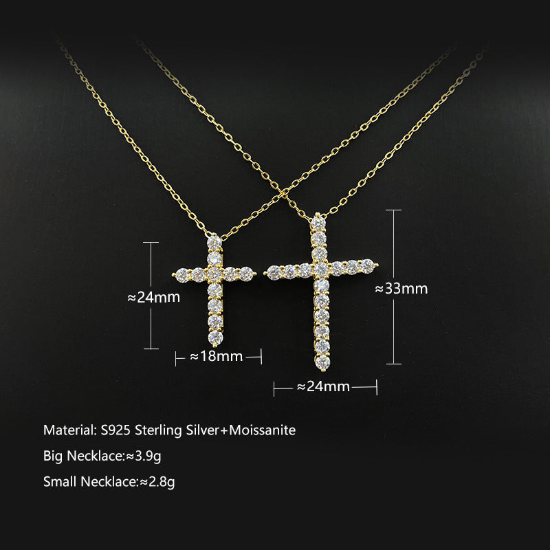 Sterling Sier Cross Clavicle Female Moissanite Necklaces