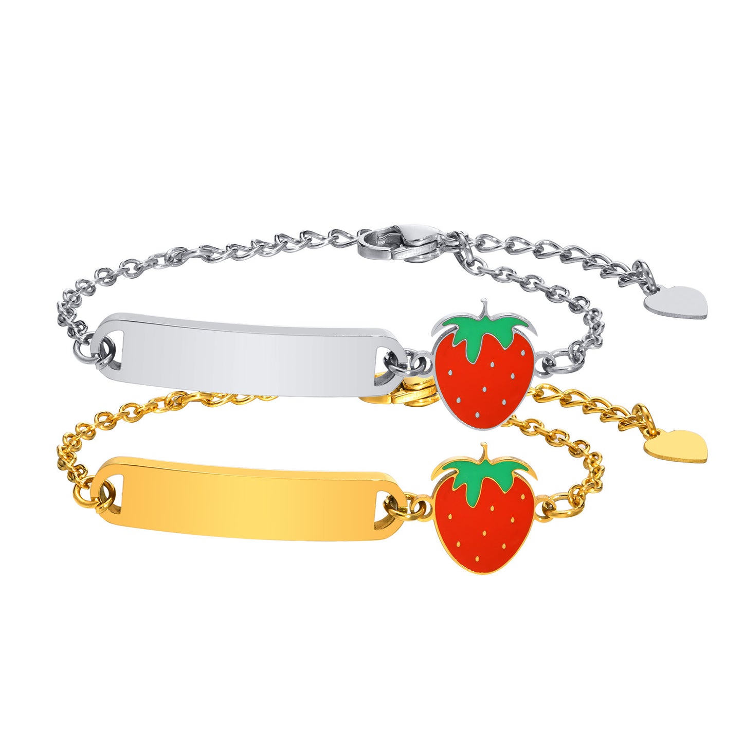 Women's Commercial Stainless Steel Blank Curved Strawberry Bracelets