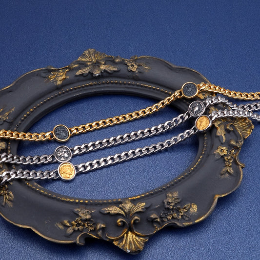Women's Athena Antique Coin Cuban High-grade Sterling Necklaces