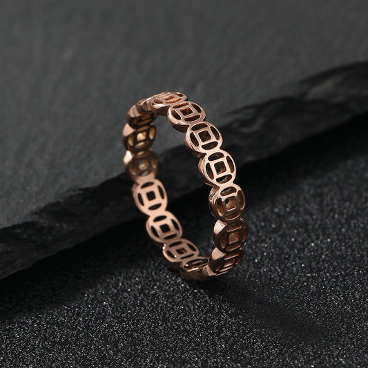 Lucky Copper Coin Transfer Index Finger Rings