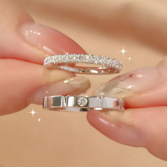 Women's & Men's Square Sugar Couple Niche Design Cold Wind Rings