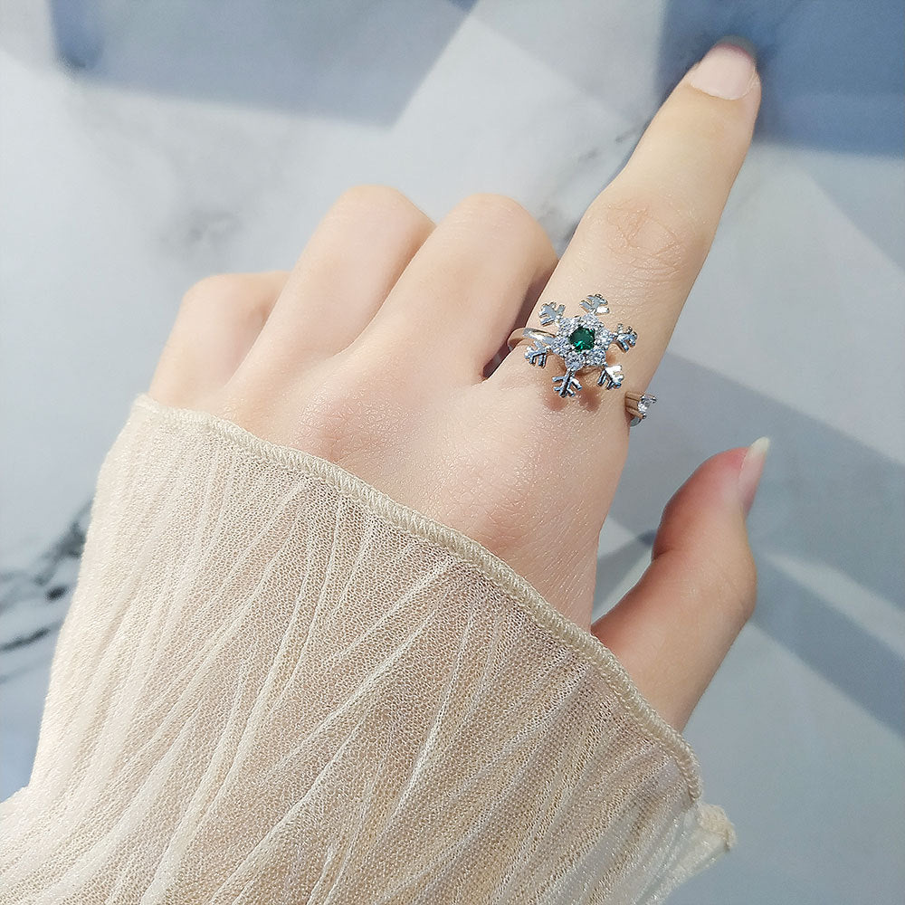 Women's Snowflake Rotatable Design Fashionable Temperament Decompression Rings