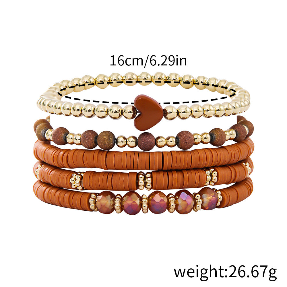 Fashion Simple Love Polymer Clay Elastic Bracelet