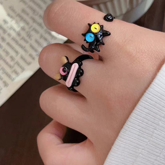 Dripping Open Personality Sausage Mouth Funny Little Monster Rings