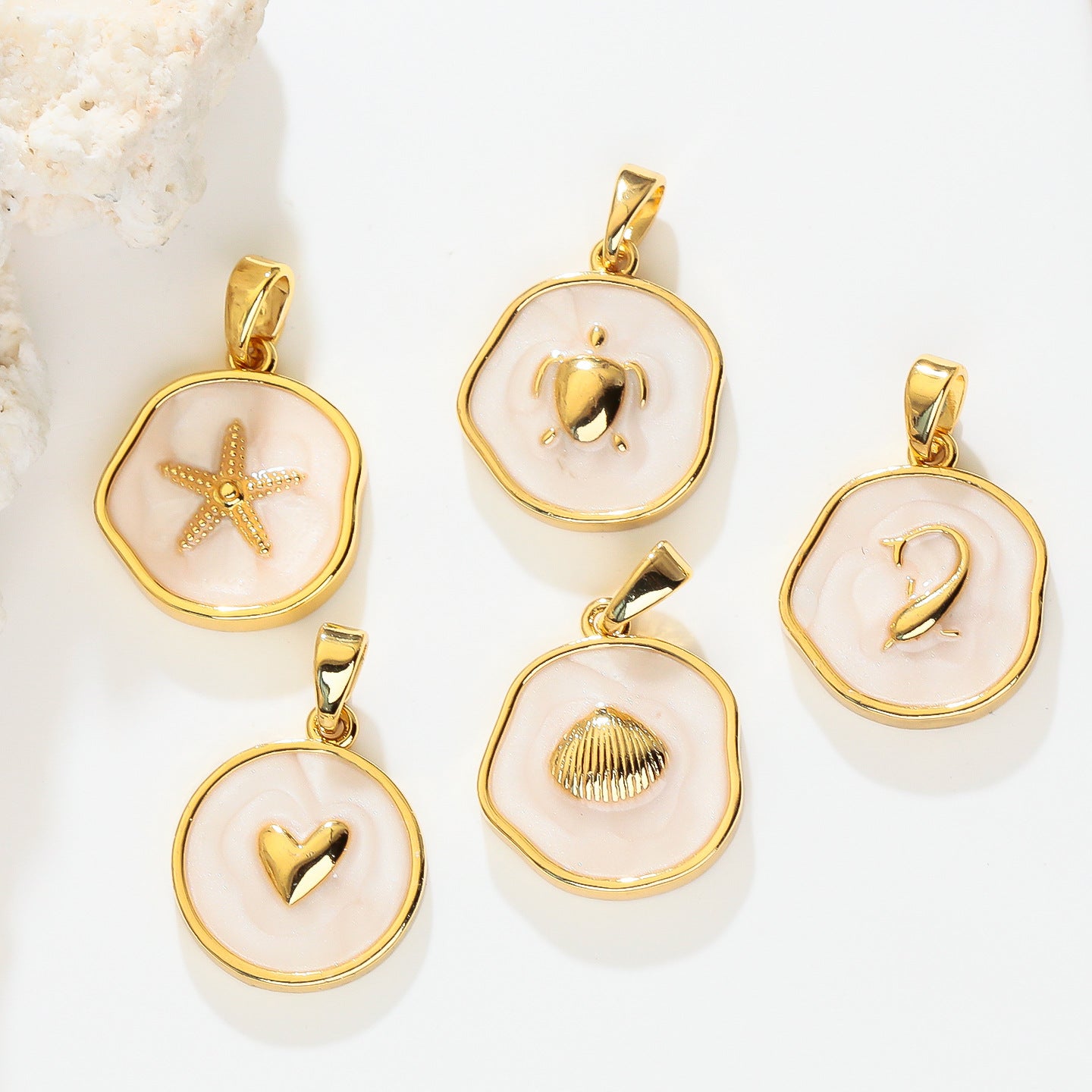Ocean Theme Drop Oil Conch Starfish Turtle Shell Pendant