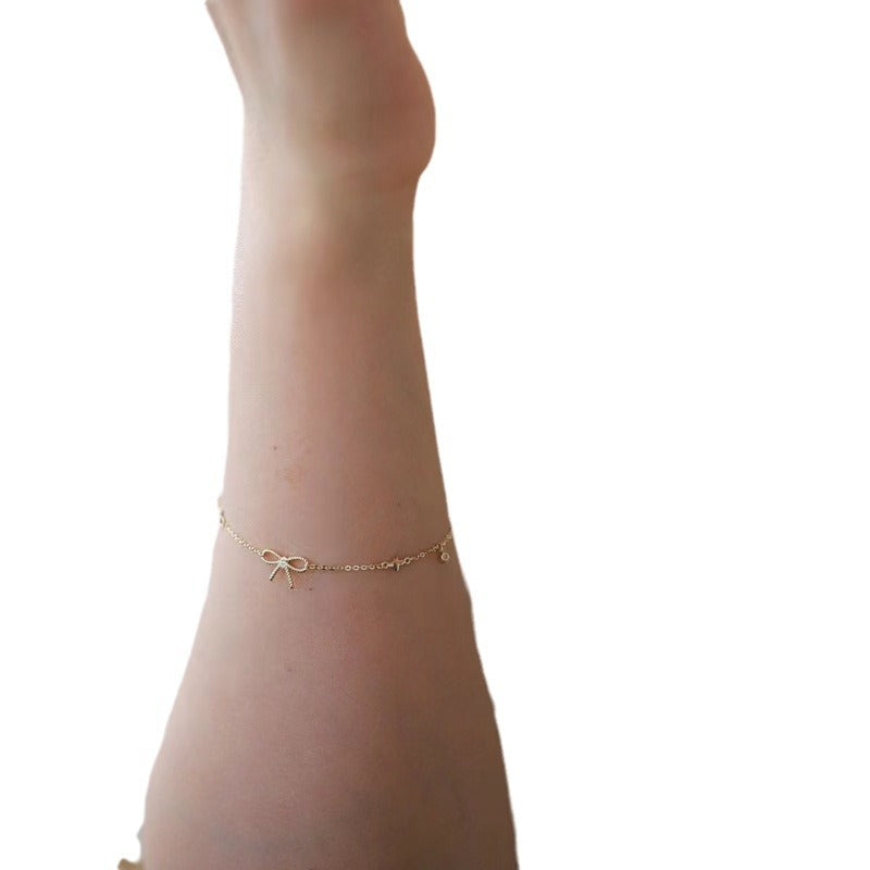 Sterling Sier Bow Gold-plated Clover Thin Bracelets