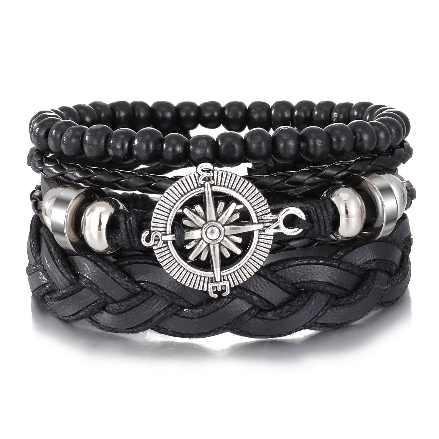 Men's Series Woven Leather Coconut Shell Hemp Bracelets