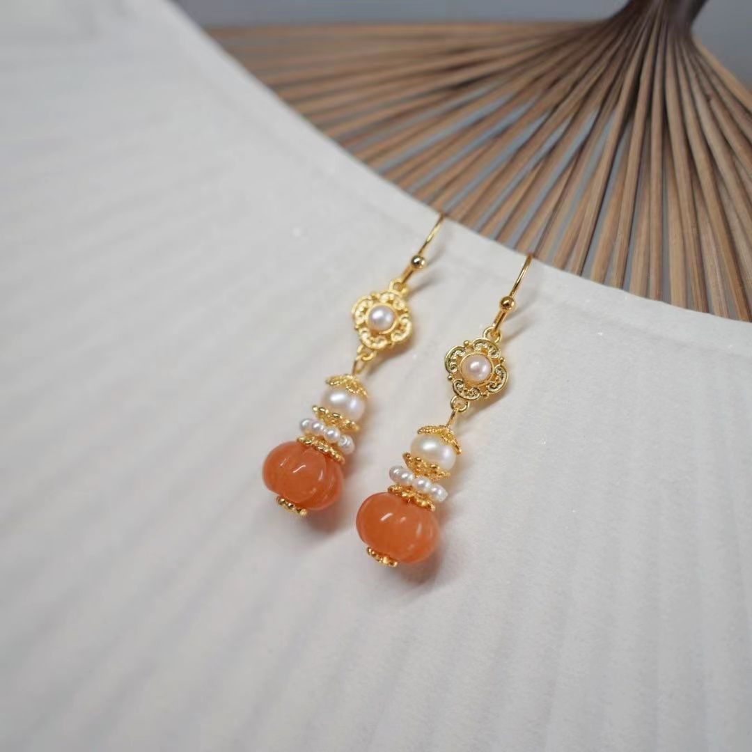 Court Style Orange Niche Design Advanced Earrings