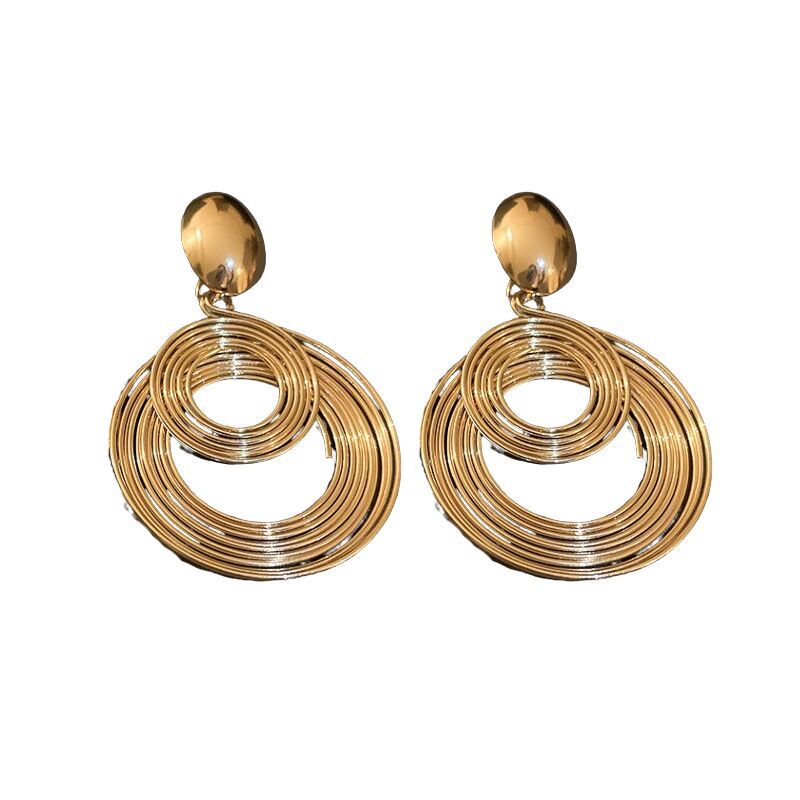 Needle High-grade Geometric Winding Metal Exaggerated Earrings