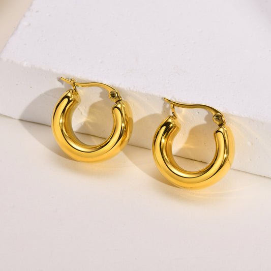 Women's Stainless Steel Gold Hollow Simple Geometric Earrings