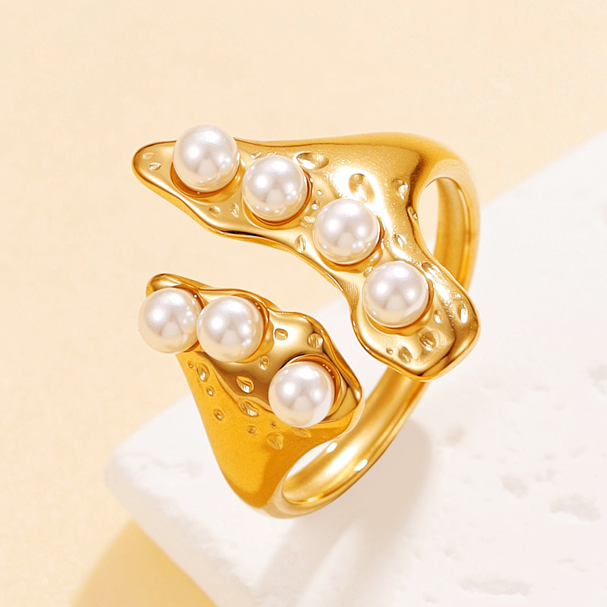French Vintage Style Geometric Shaped Stainless Ring