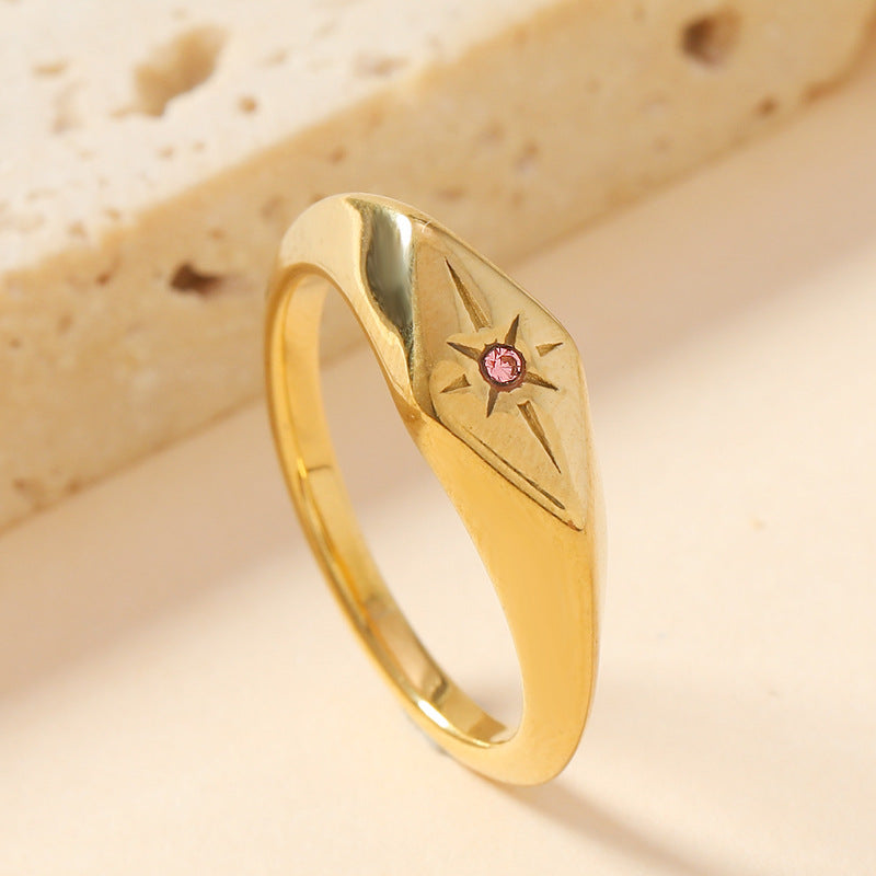 Fashion Diamond Inlaid Zirconium Light Luxury Design Gold Rings