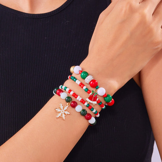 Christmas Day Colorful Acrylic Diamond Snowflake Bracelets