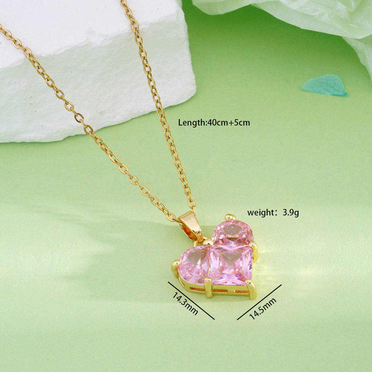 Women's For Gold Pink Love Design Sweet Necklaces