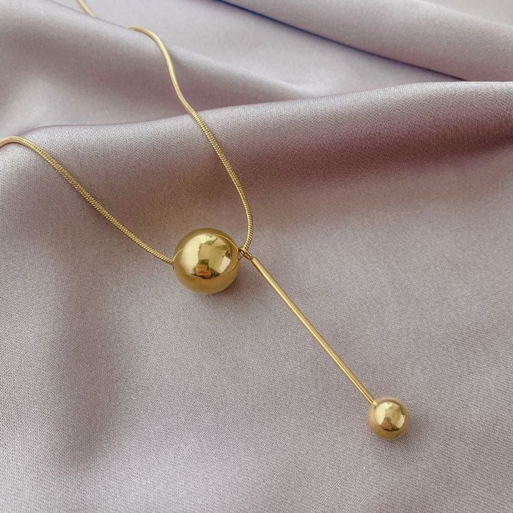 Gold Ball Titanium Steel Cold Style Light Luxury Minority Clavicle Necklace