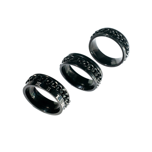 Men's Stainless Steel Trendy Titanium Rotatable Open Rings