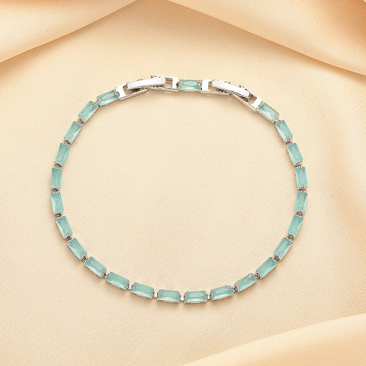 Light Luxury Blue Square Diamond Versatile Personality Handmade Crystal Bracelet