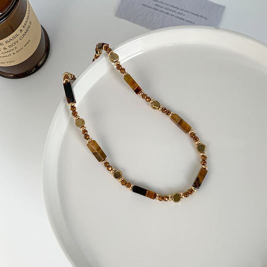 Women's Brown Natural Tigereye Beaded Accessories Necklaces