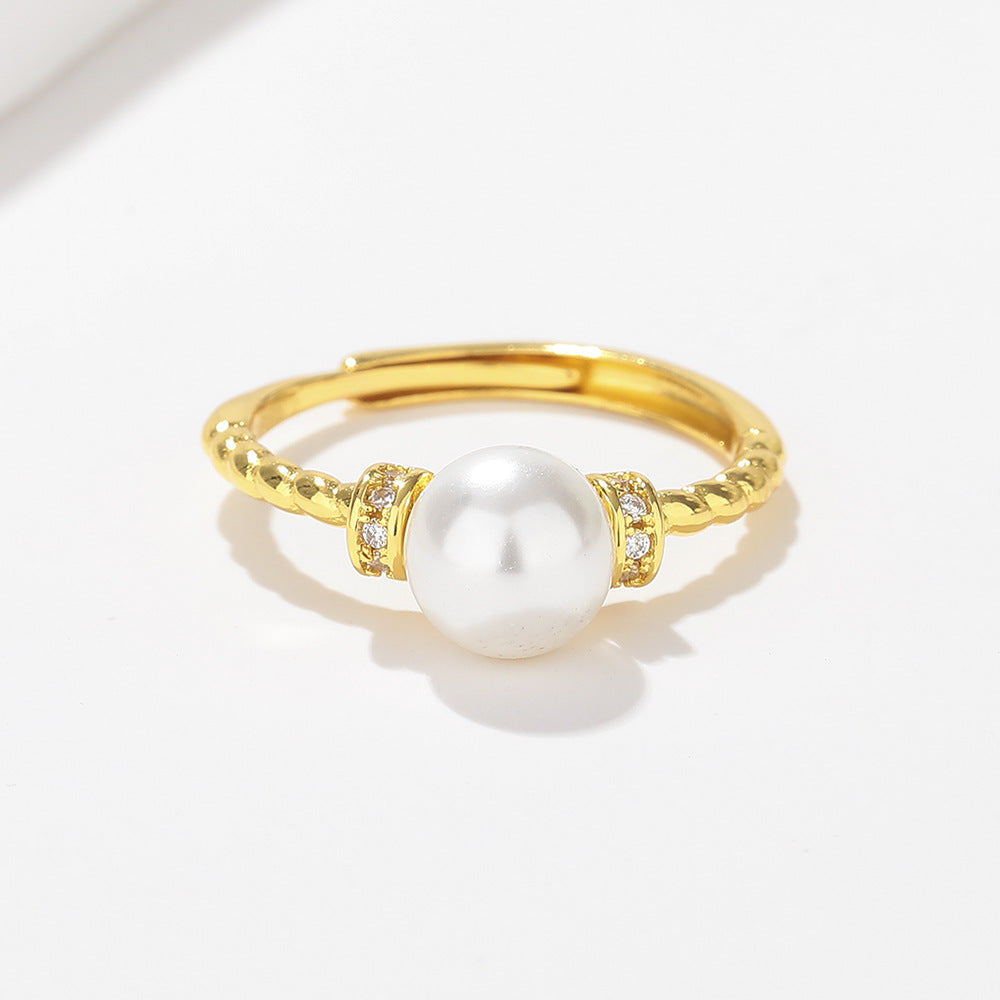 Antique Twist Pearl Gold-plated High Sense Court Rings