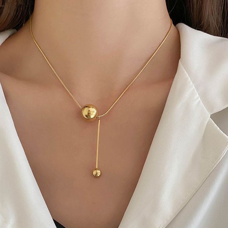 Gold Ball Titanium Steel Cold Style Light Luxury Minority Clavicle Necklace
