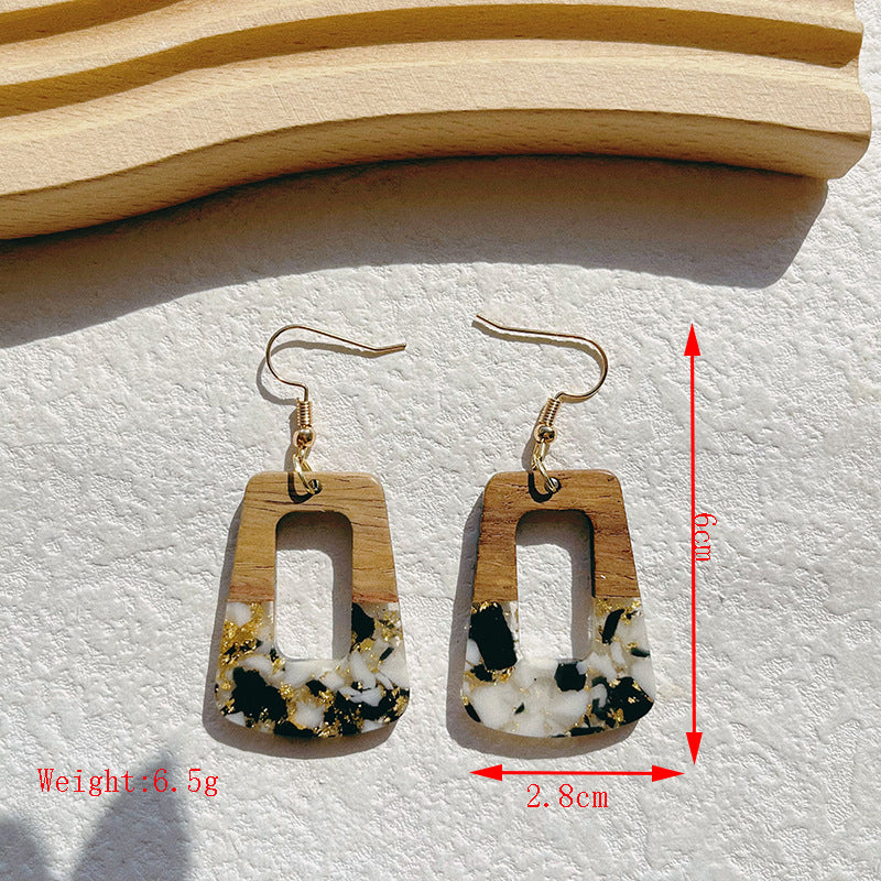 Women's Resin Stitching Niche High-grade Gold Foil Earrings