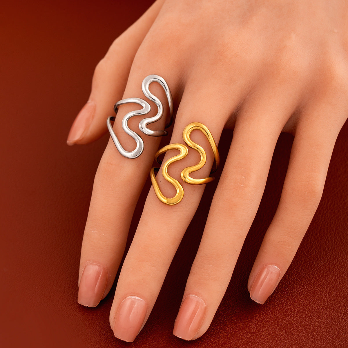 Heart-shaped Stainless Steel Open Geometric Titanium No Ring