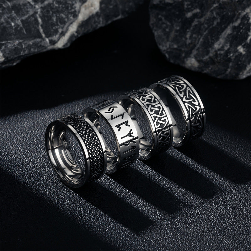 Men's Personality Simple Retro Titanium Steel Stainless Rings