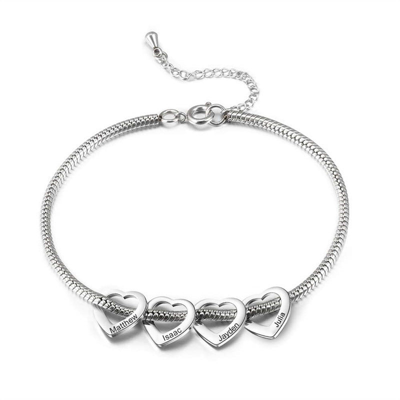 Women's Stainless Steel Heart Shaped Love Name Bracelets