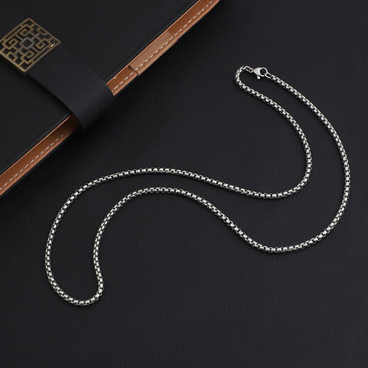 Women's & Men's Trendy Unique Titanium Steel Square Pearl Hip Hop Necklaces